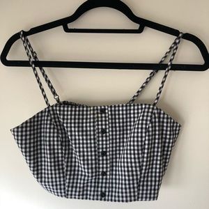 Black and white gingham crop tank top
